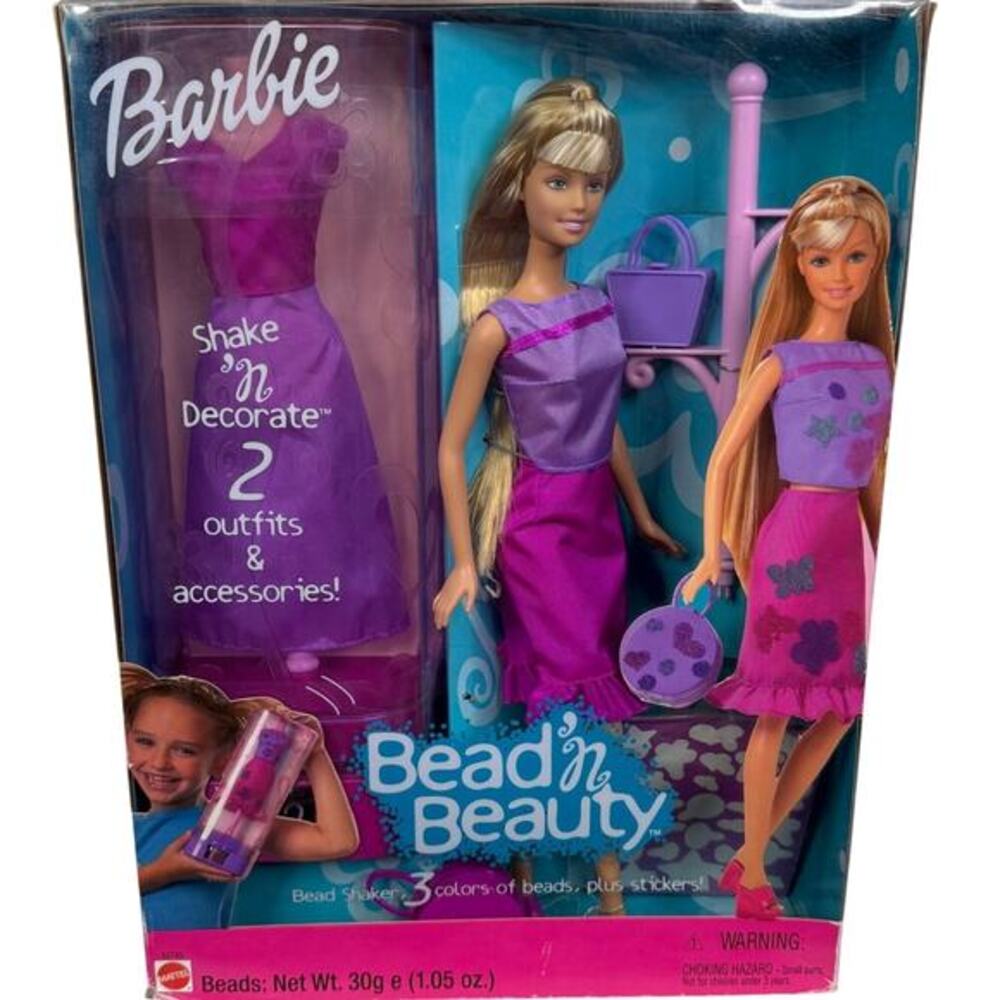 Barbie Bead 'n Beauty Doll‎ 2001 Shake 'n Decorate 2 Outfits
